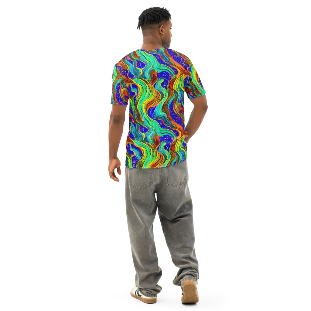 Tidal Technicolor on Men's Cotton Crew Neck T-Shirt — Back