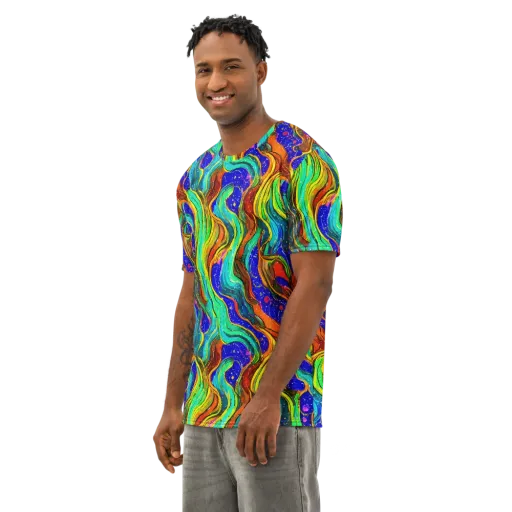 Tidal Technicolor on a Men's Cotton Crew Neck T-Shirt
