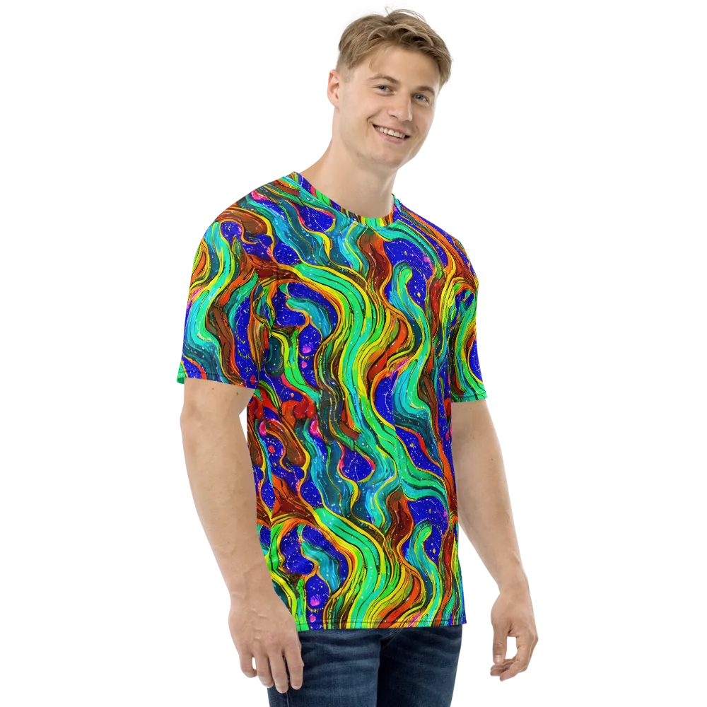 Tidal Technicolor on Men's Crew Neck T-Shirt — Right