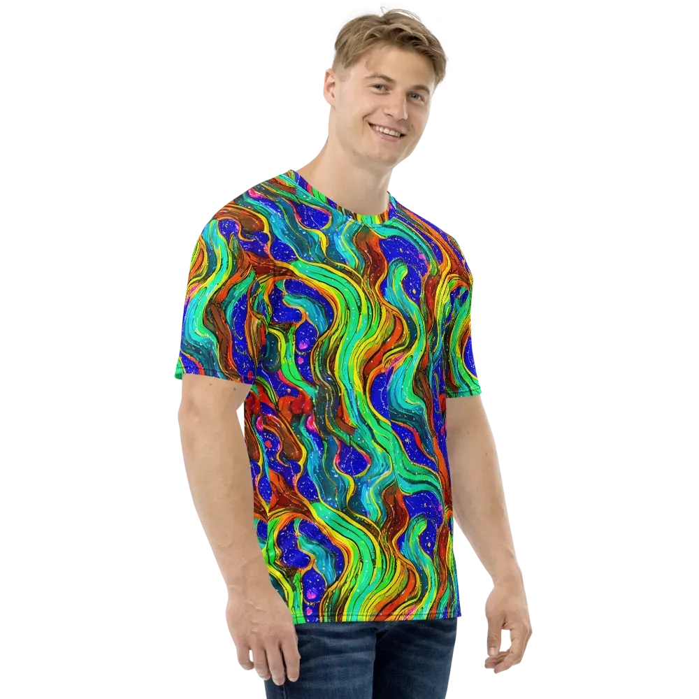 Tidal Technicolor on Men's Crew Neck T-Shirt — Right