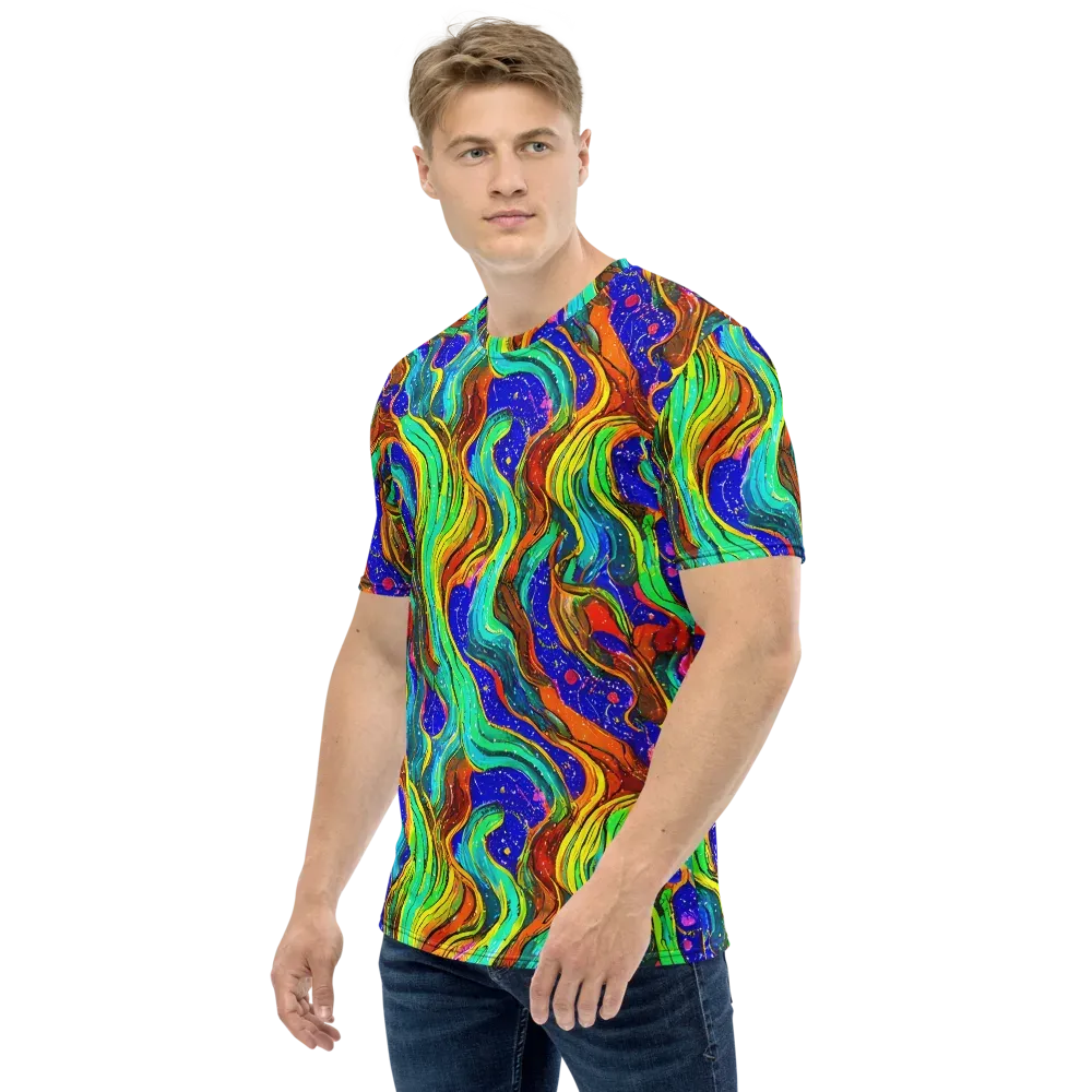 Tidal Technicolor on Men's Crew Neck T-Shirt — Left