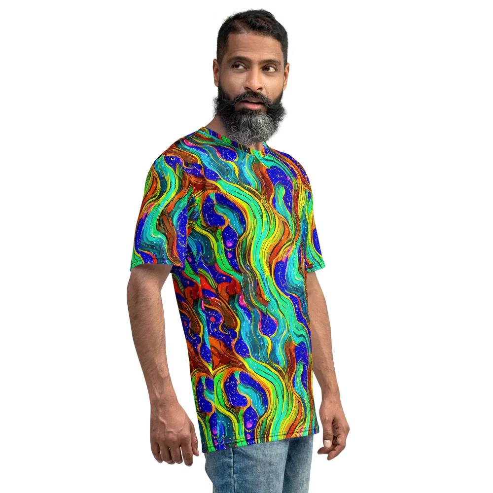 Tidal Technicolor on Men's Crew Neck T-Shirt — Right
