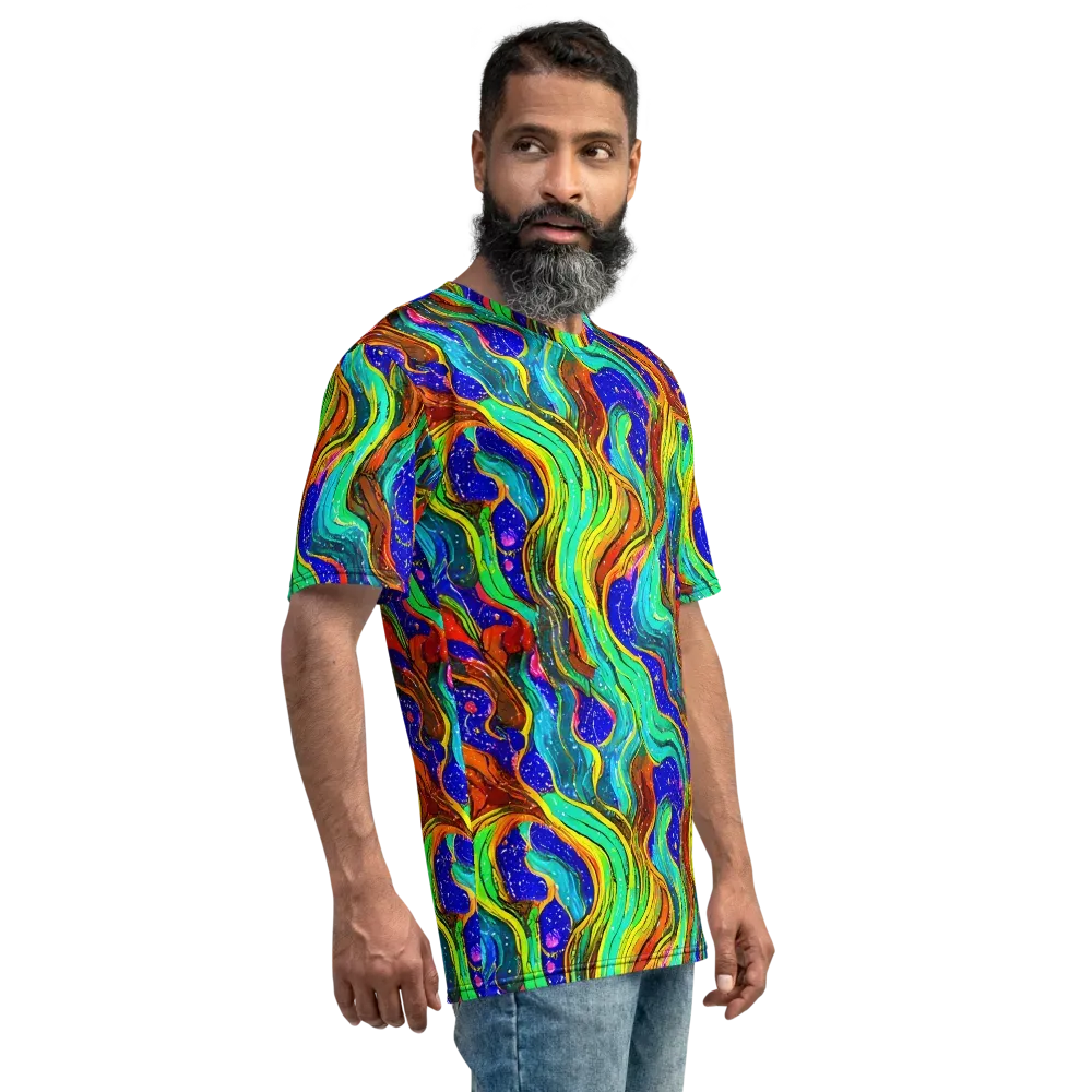 Tidal Technicolor on Men's Crew Neck T-Shirt — Right