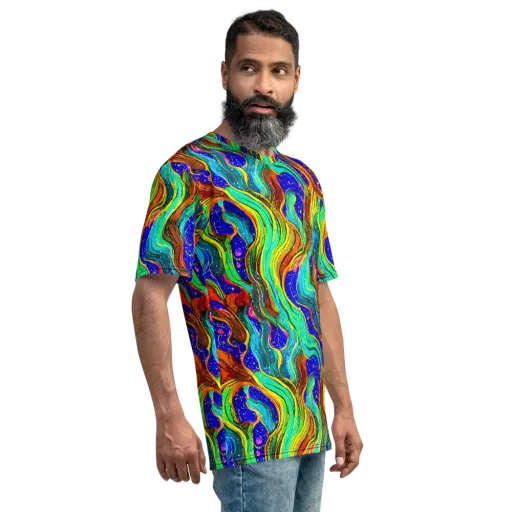 Tidal Technicolor on a Men's Crew Neck T-Shirt