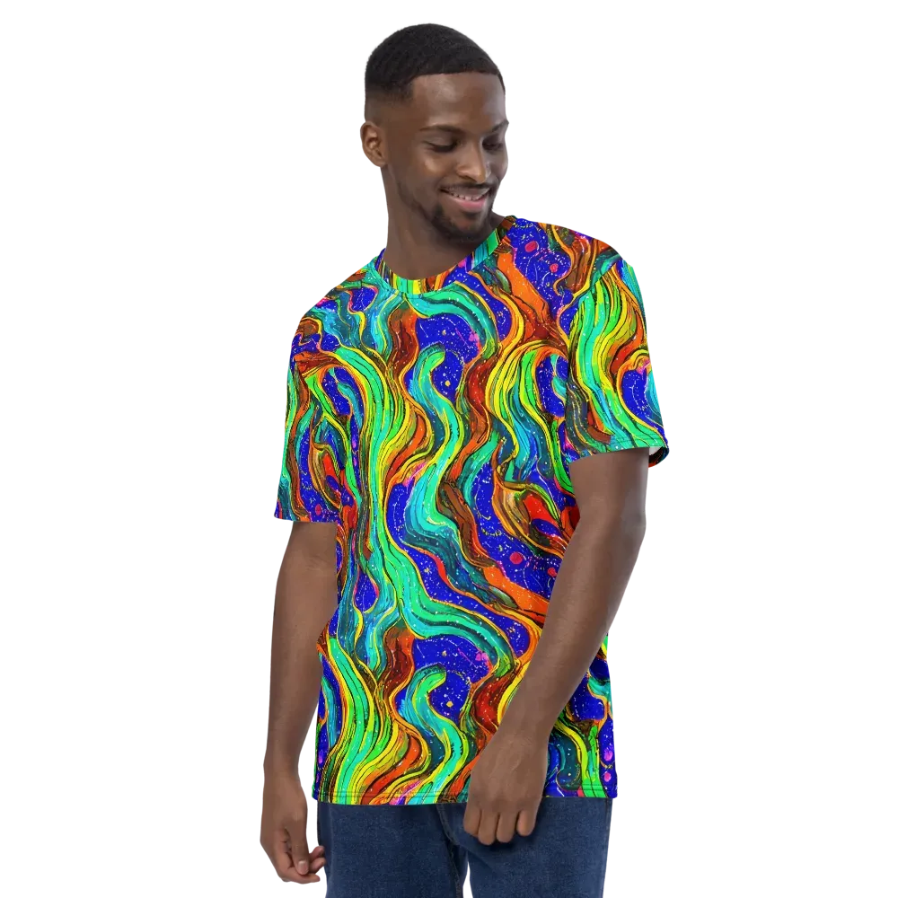 Tidal Technicolor on Men's Crew Neck T-Shirt — Left