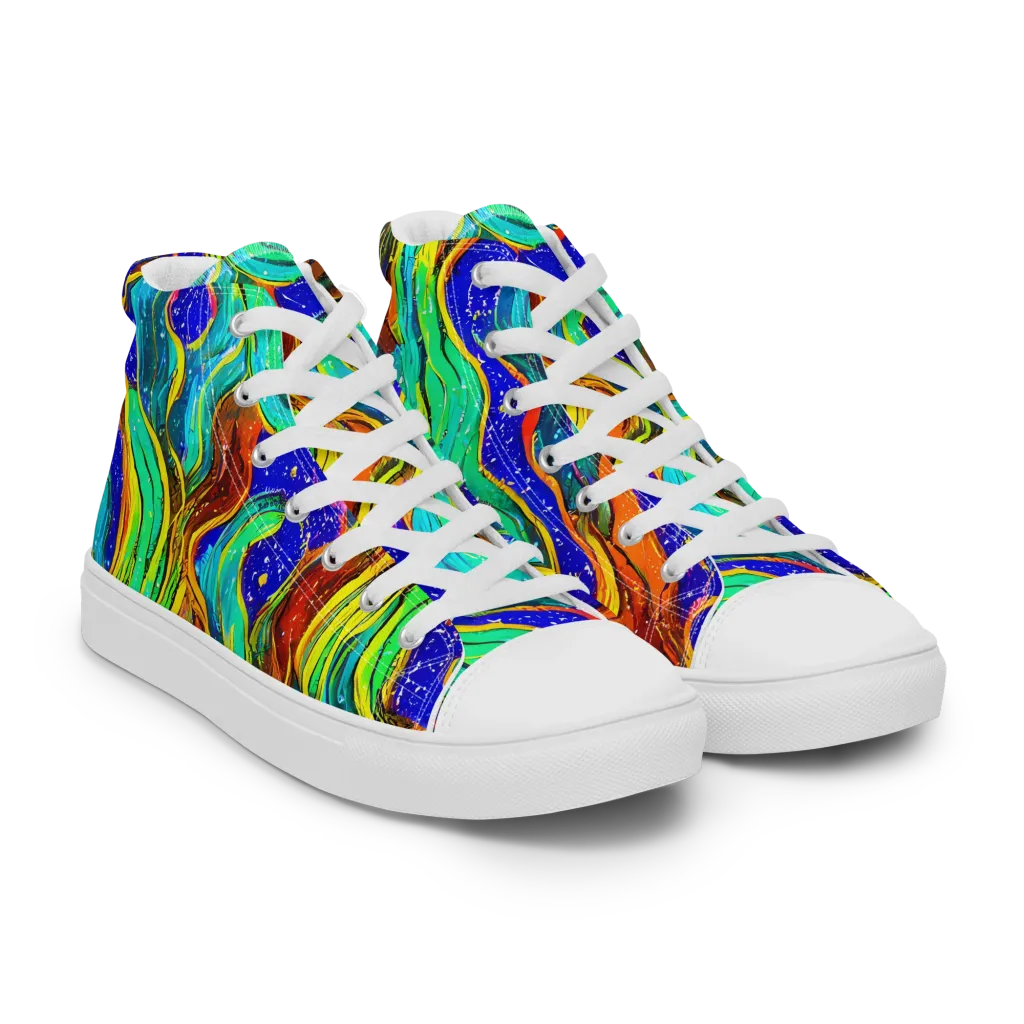 Tidal Technicolor on Men's High Top Canvas Shoes — Right Front