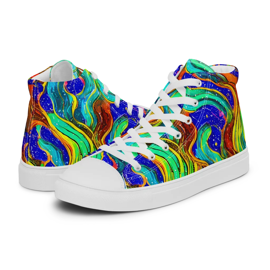 Tidal Technicolor on Men's High Top Canvas Shoes — Left