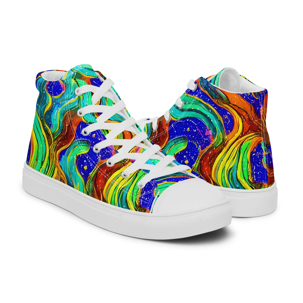 Tidal Technicolor on Men's High Top Canvas Shoes — Right