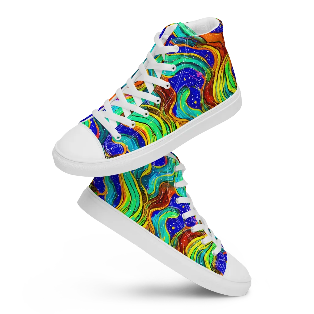 Tidal Technicolor on Men's High Top Canvas Shoes — Front