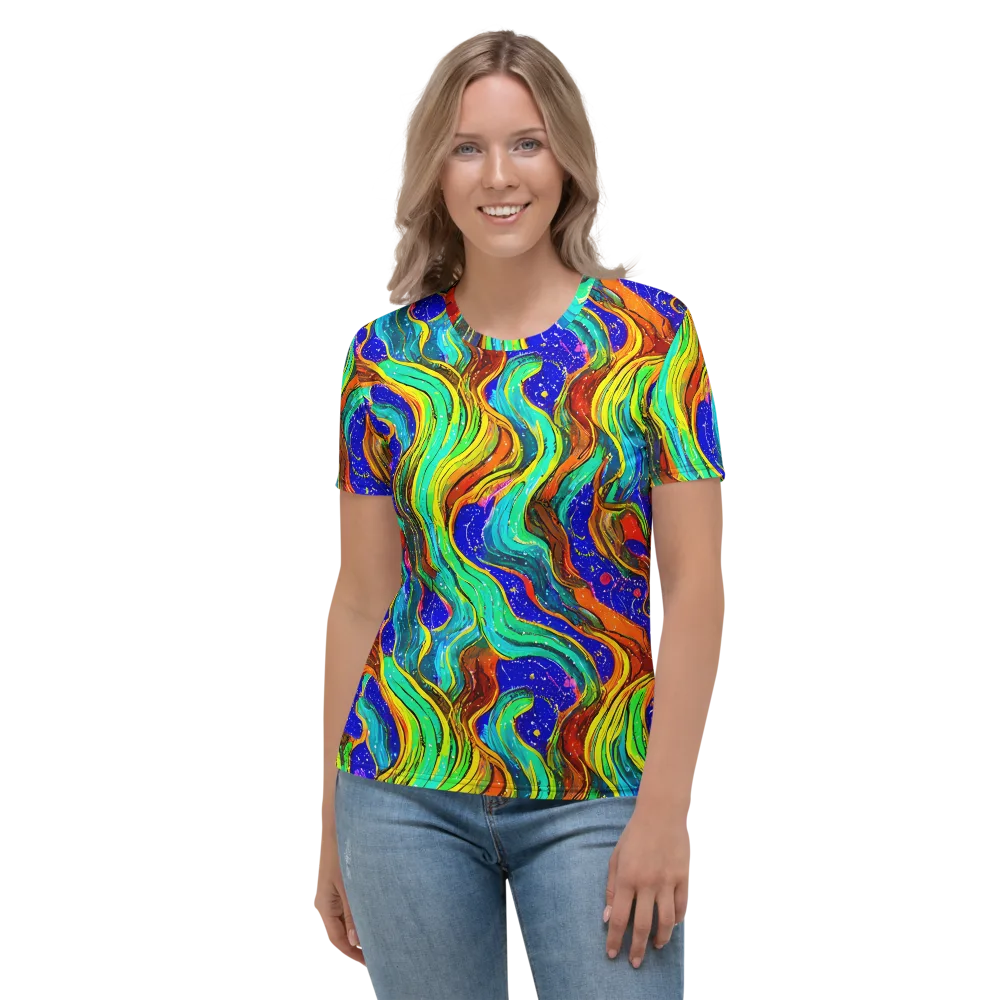 Tidal Technicolor on Women's Crew Neck T-Shirt — Front