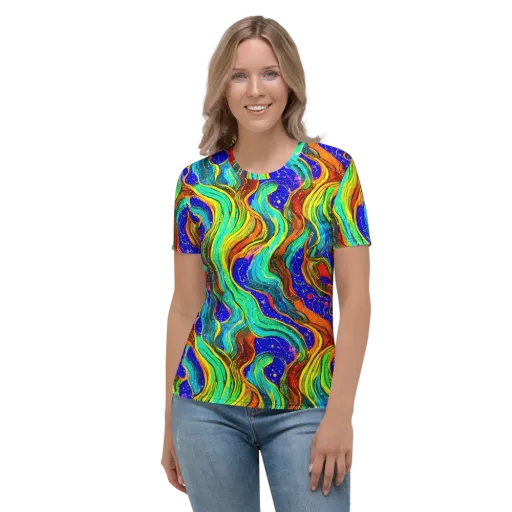 Tidal Technicolor on a Women's Crew Neck T-Shirt