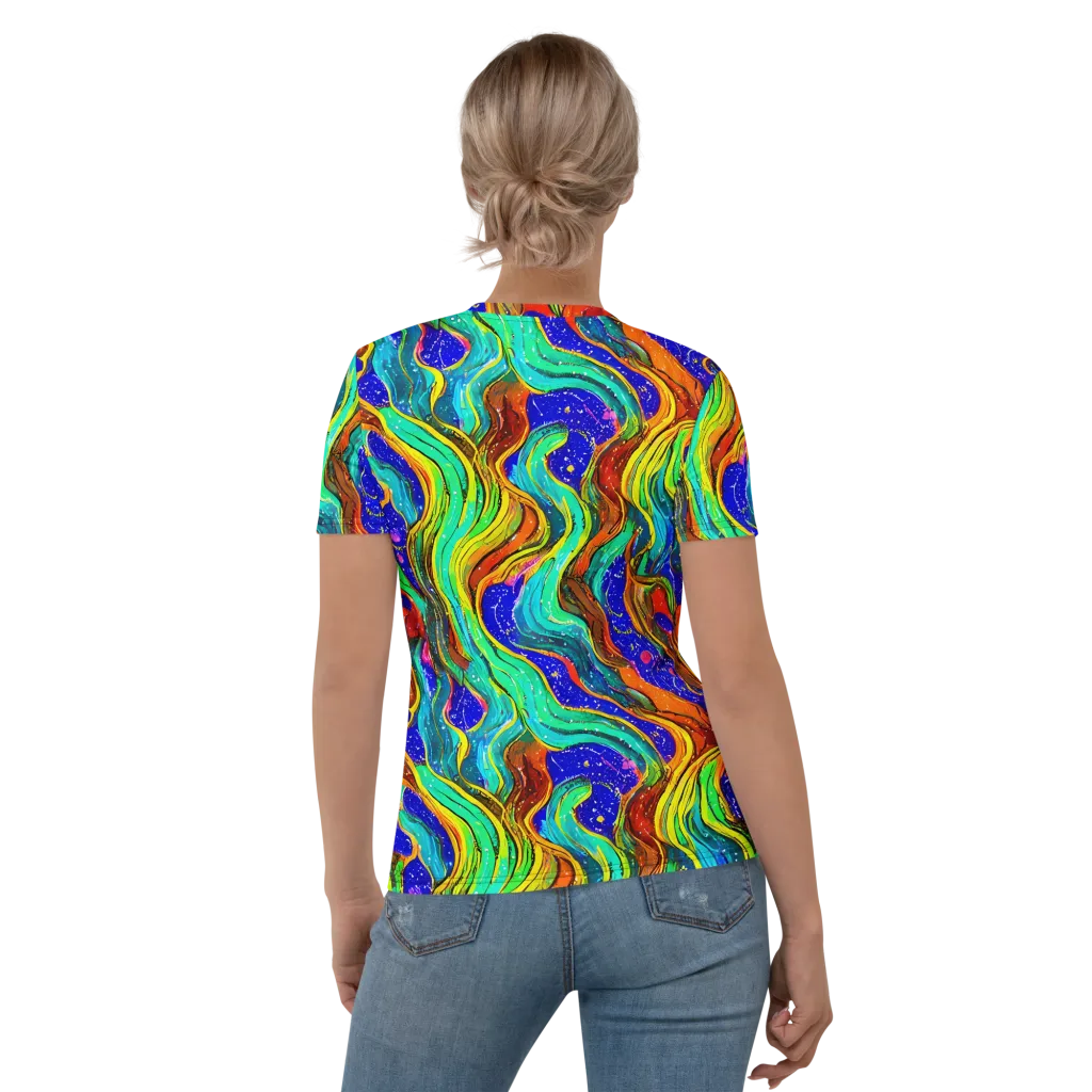 Tidal Technicolor on Women's Crew Neck T-Shirt — Back