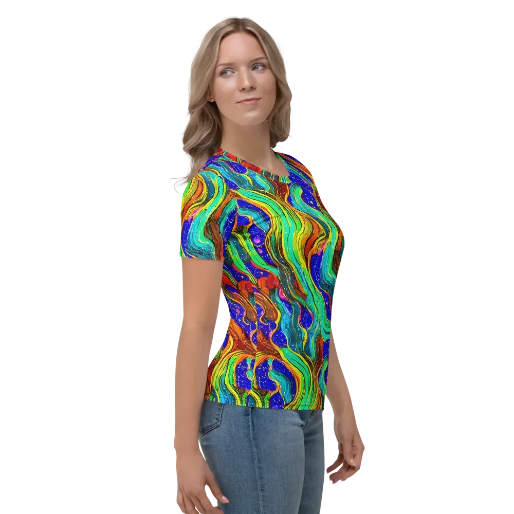 Tidal Technicolor on Women's Crew Neck T-Shirt — Right
