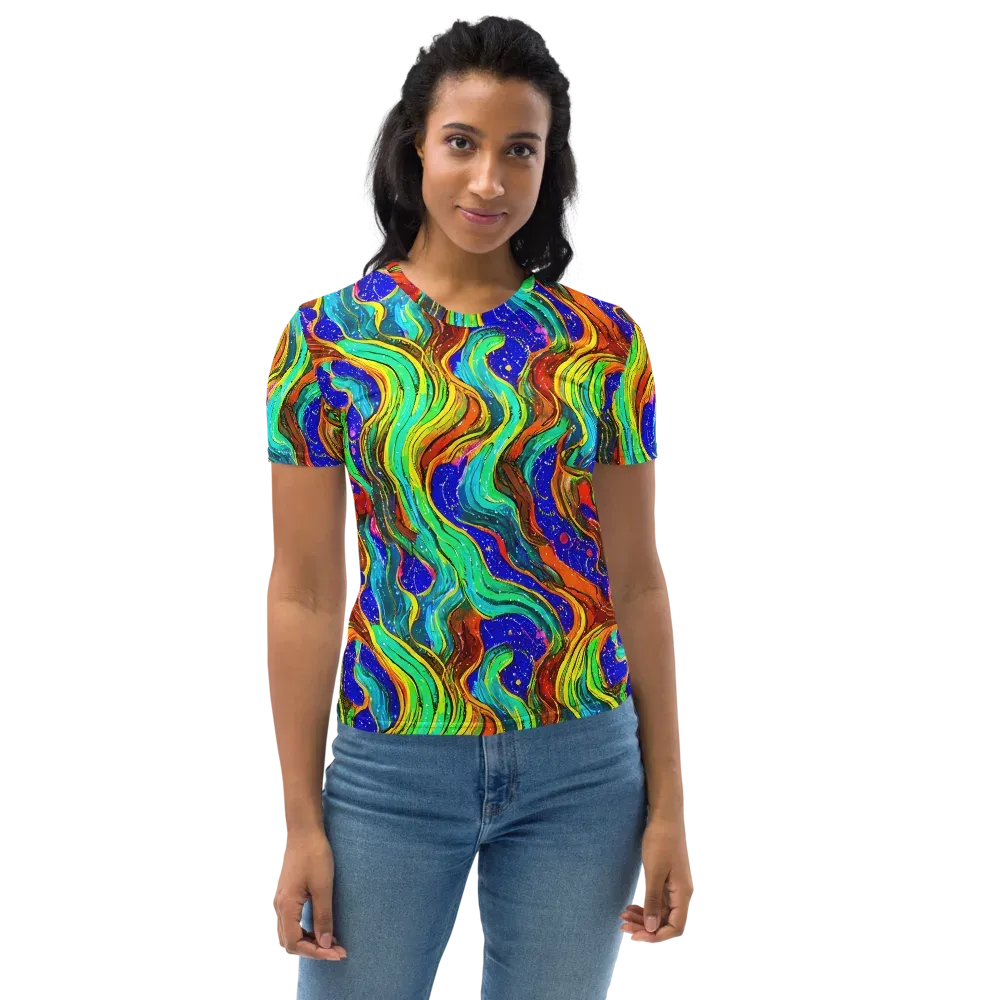 Tidal Technicolor on Women's Crew Neck T-Shirt — Front