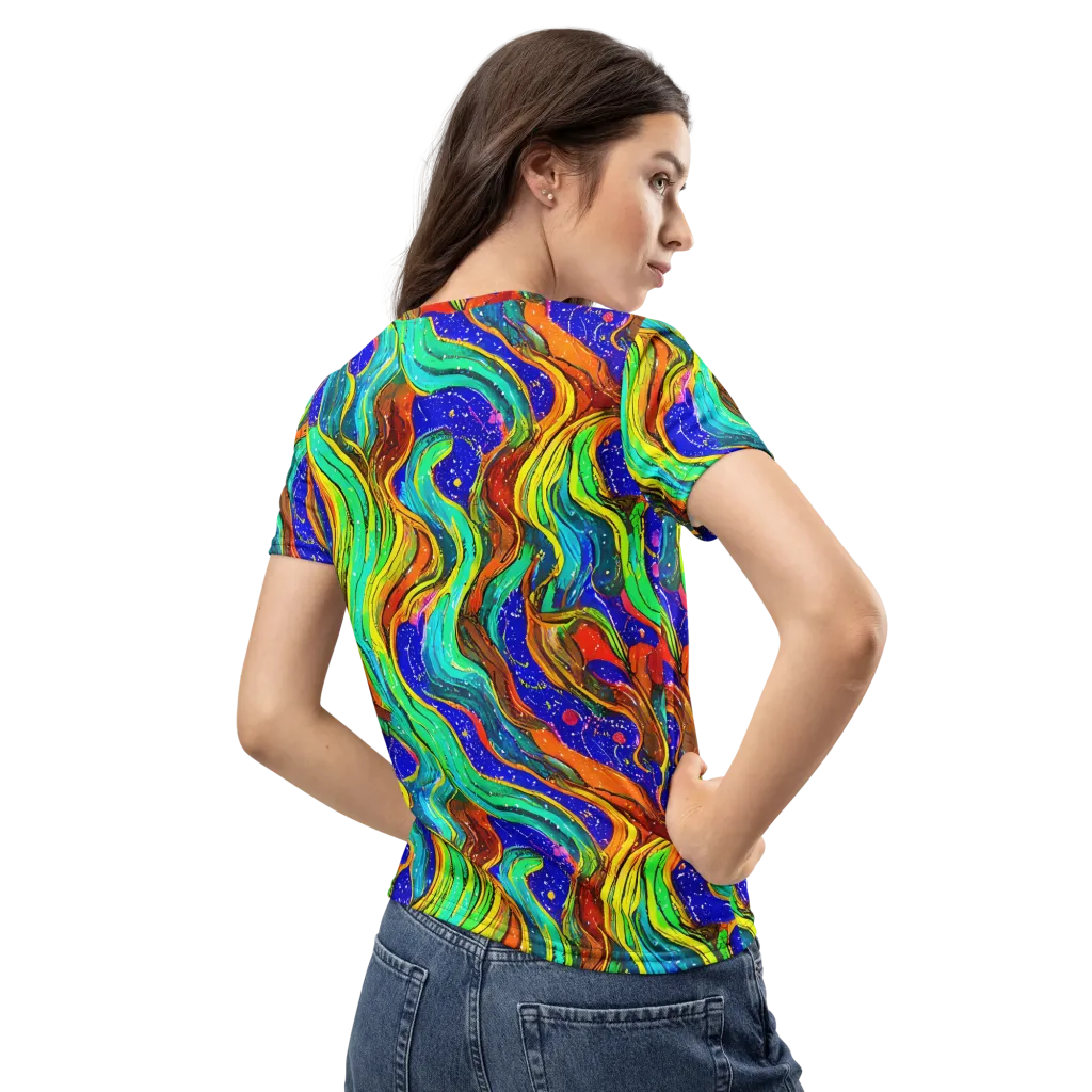 Tidal Technicolor on Women's Crew Neck T-Shirt — Back