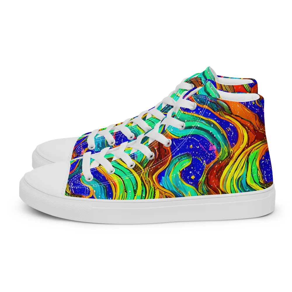 Tidal Technicolor on Women's High Top Canvas Shoes — Left