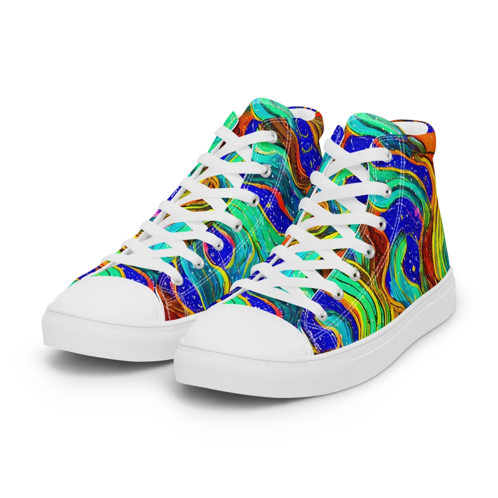 Tidal Technicolor on Women's High Top Canvas Shoes — Left Front