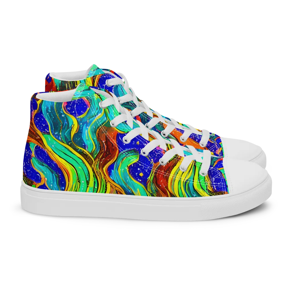 Tidal Technicolor on Women's High Top Canvas Shoes — Right