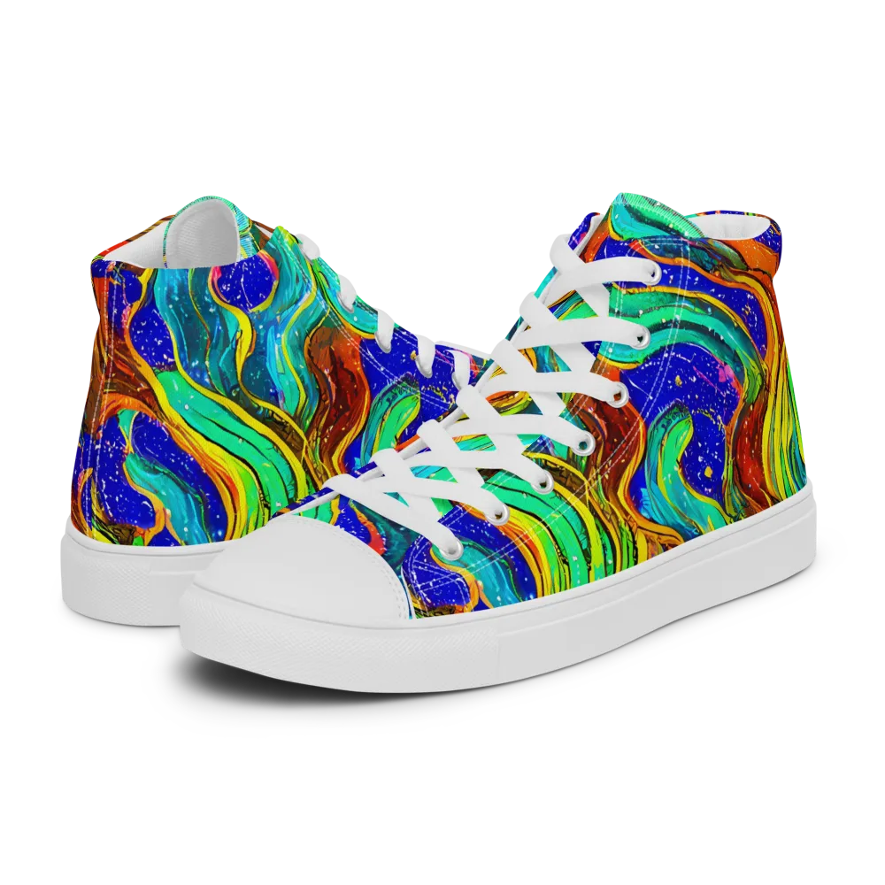 Tidal Technicolor on Women's High Top Canvas Shoes — Left