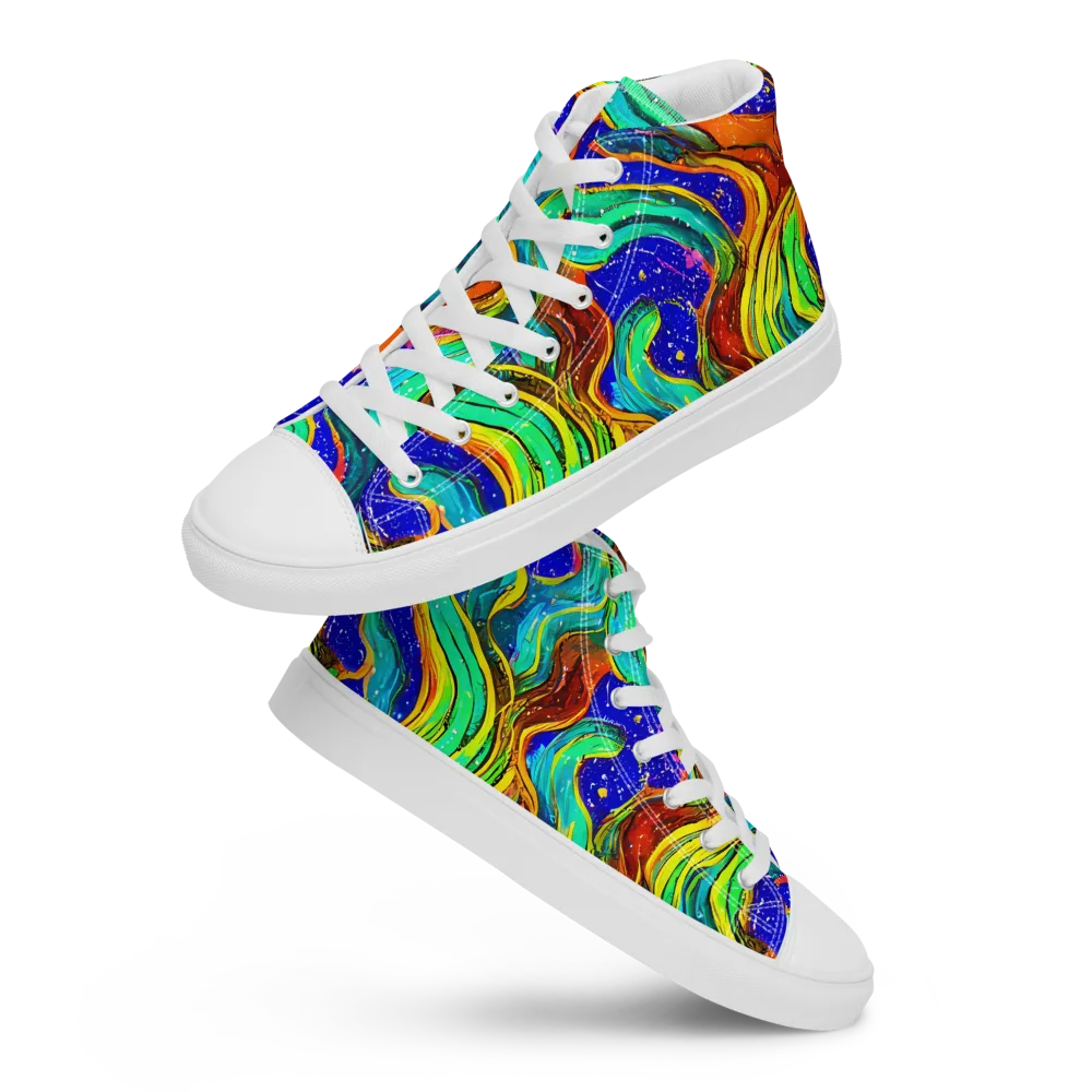 Tidal Technicolor on Women's High Top Canvas Shoes — Front