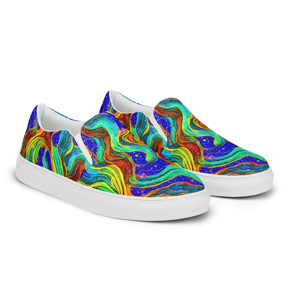 Tidal Technicolor on Men's Slip-On Canvas Shoes — Right Front