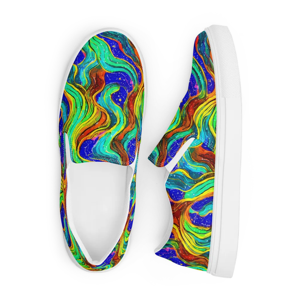Tidal Technicolor on Men's Slip-On Canvas Shoes — Front