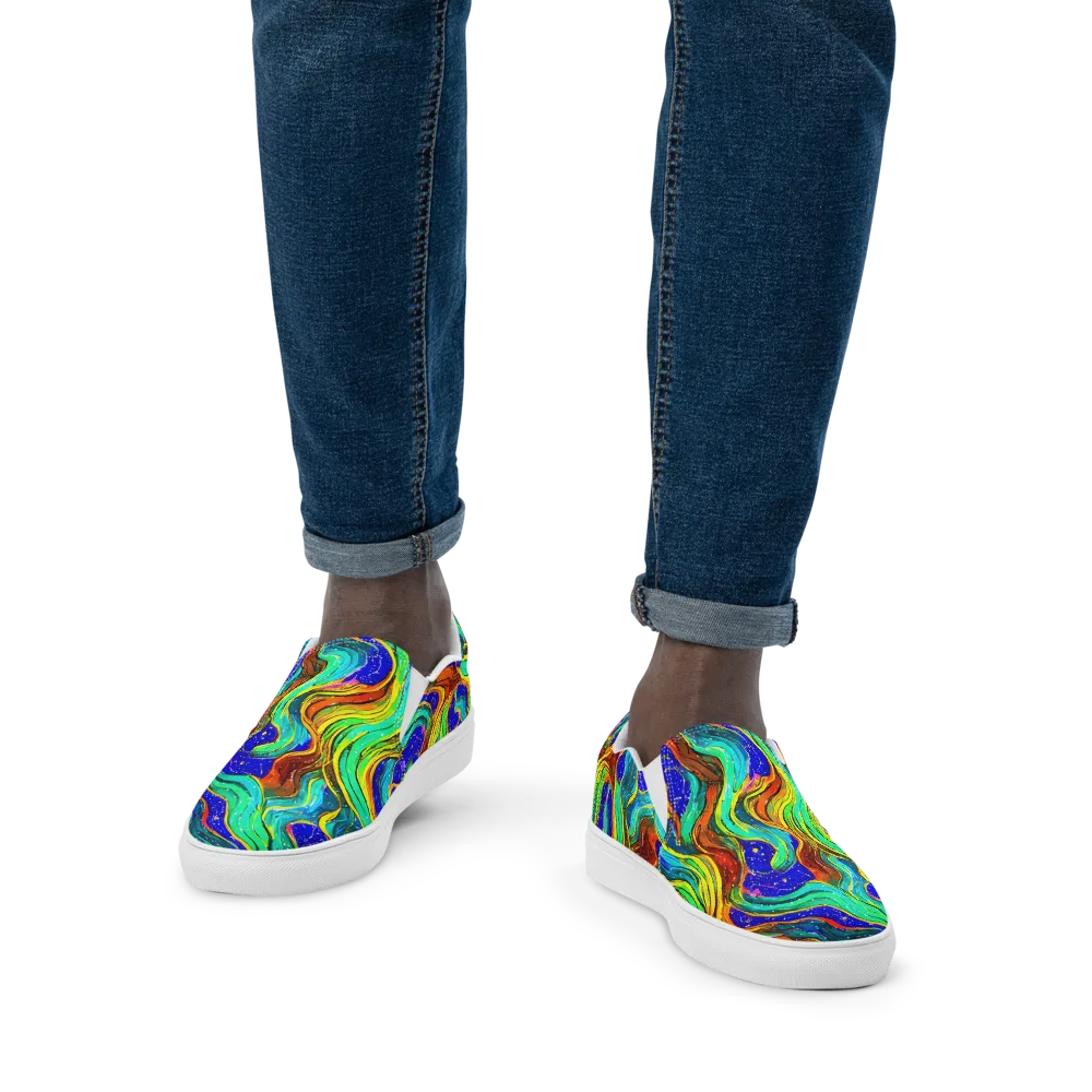 Tidal Technicolor on Men's Slip-On Canvas Shoes — Front