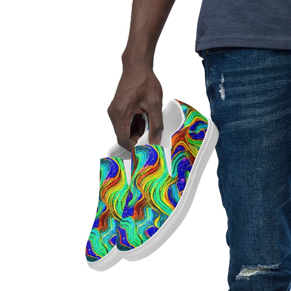 Tidal Technicolor on Men's Slip-On Canvas Shoes — Left Front