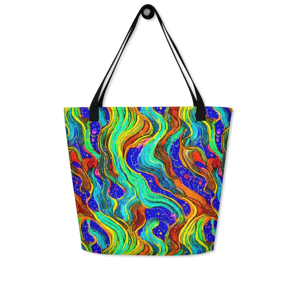 Tidal Technicolor on Large Tote Bag W/ Pocket — Front
