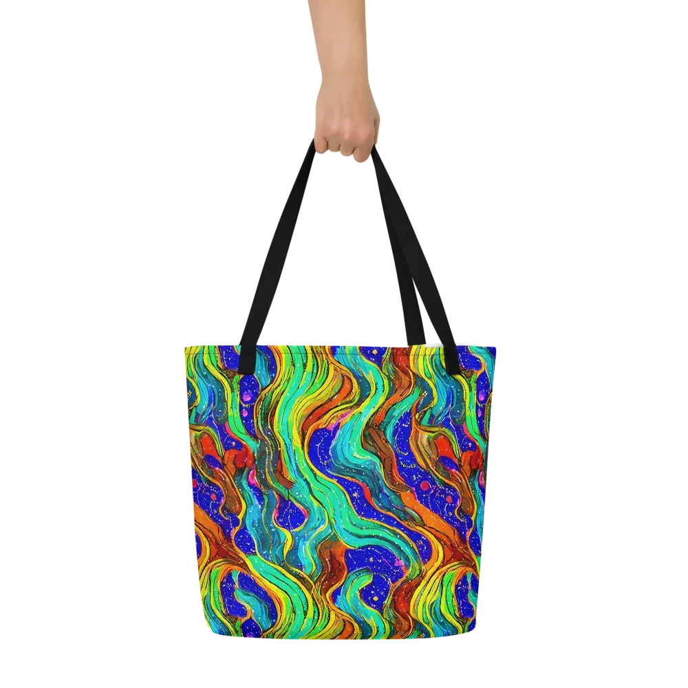 Tidal Technicolor on Large Tote Bag W/ Pocket — Front