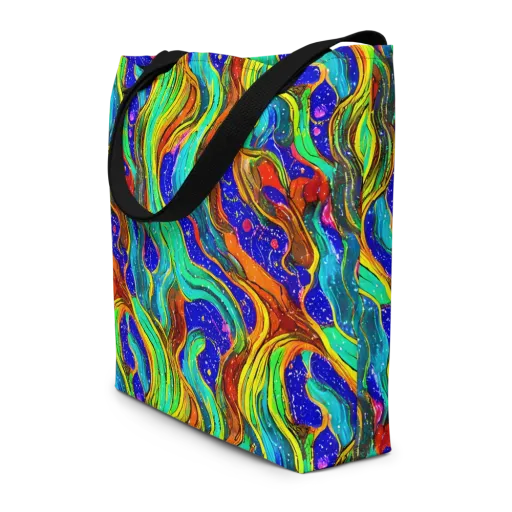 Tidal Technicolor on a Large Tote Bag W/ Pocket