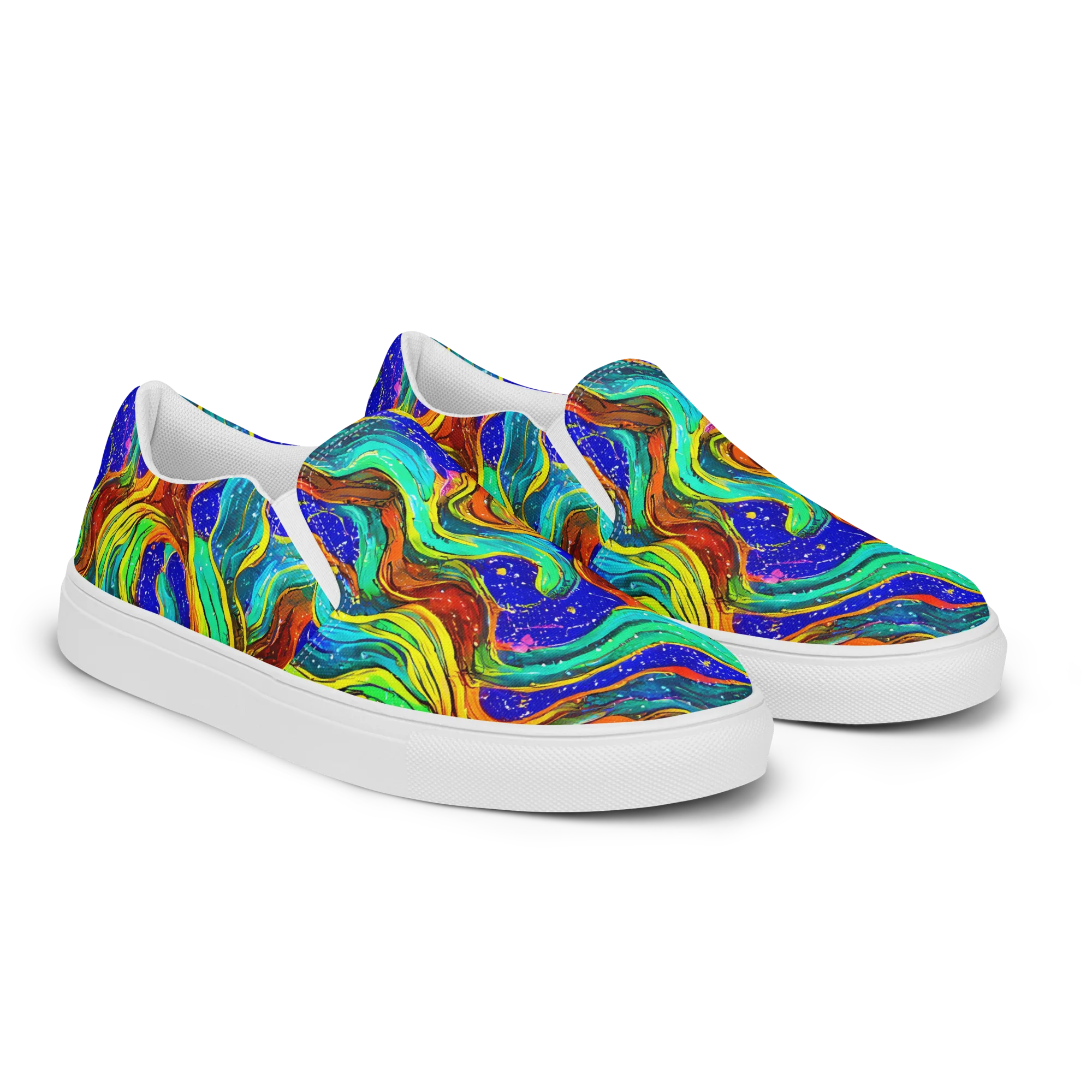 Tidal Technicolor on Women's Slip-On Canvas Shoes — Right Front