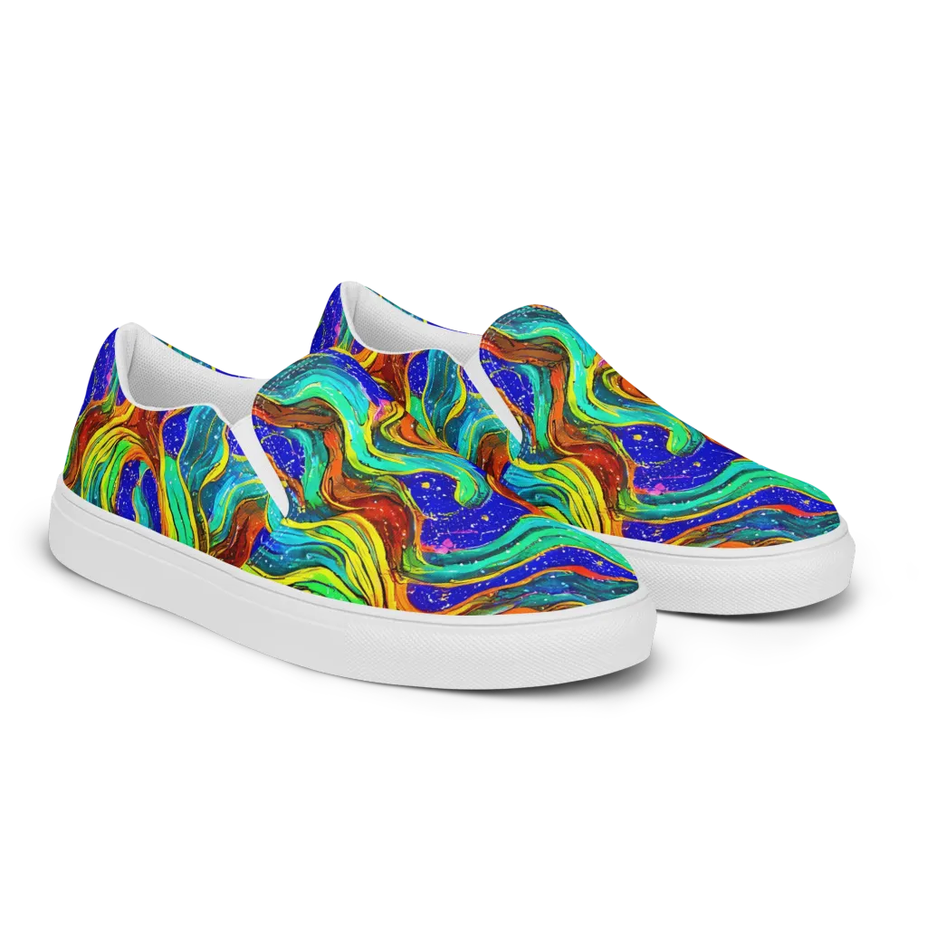 Tidal Technicolor on Women's Slip-On Canvas Shoes — Right Front