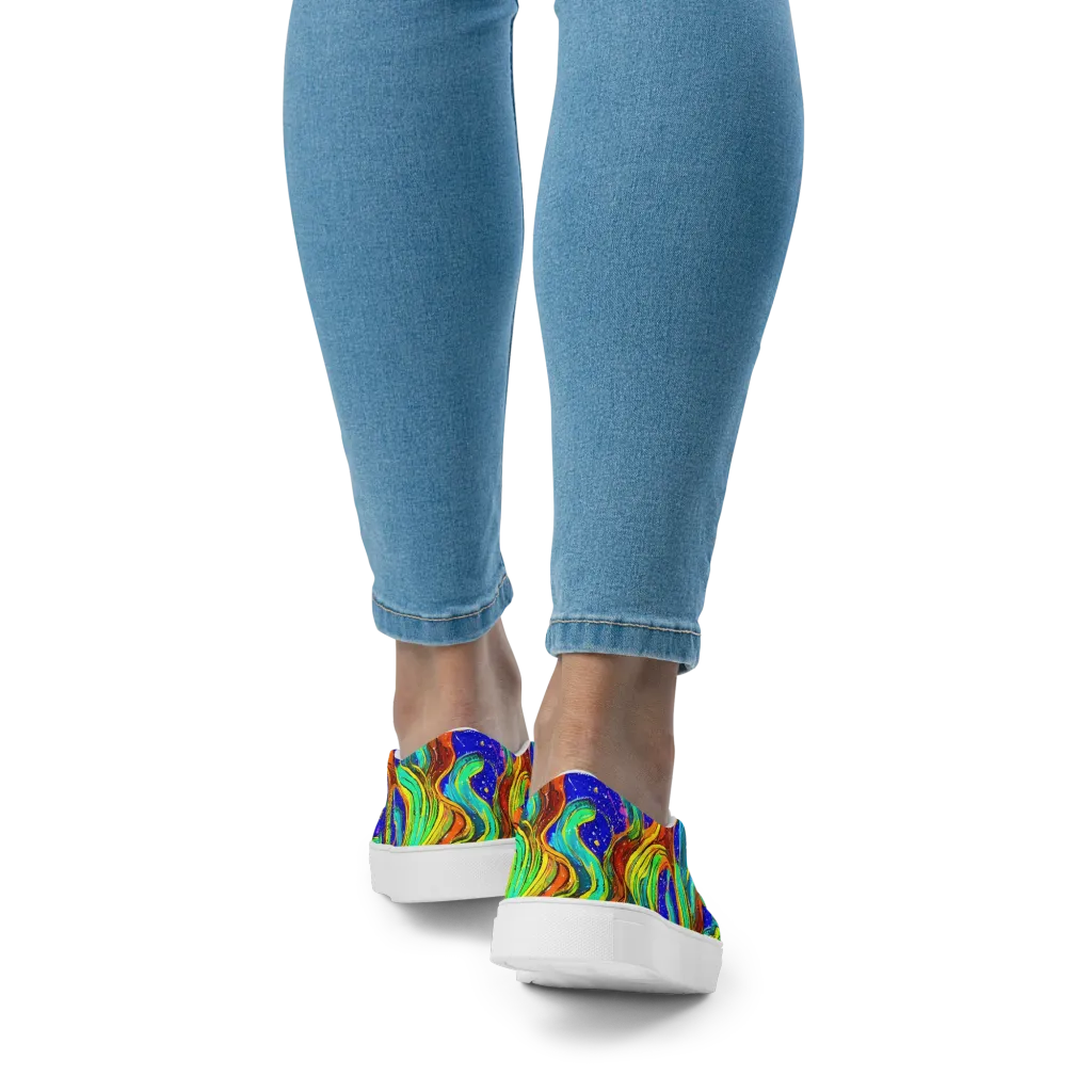 Tidal Technicolor on Women's Slip-On Canvas Shoes — Back