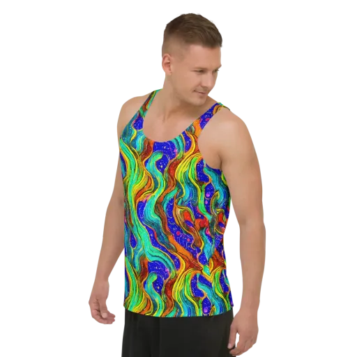 Tidal Technicolor on a Men's Tank Top