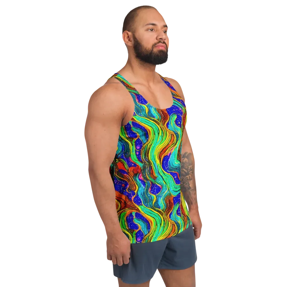 Tidal Technicolor on Men's Tank Top — Right Front