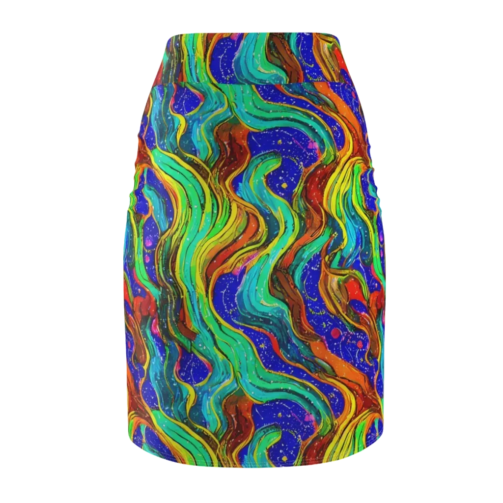 Tidal Technicolor on Pencil Skirt — Back