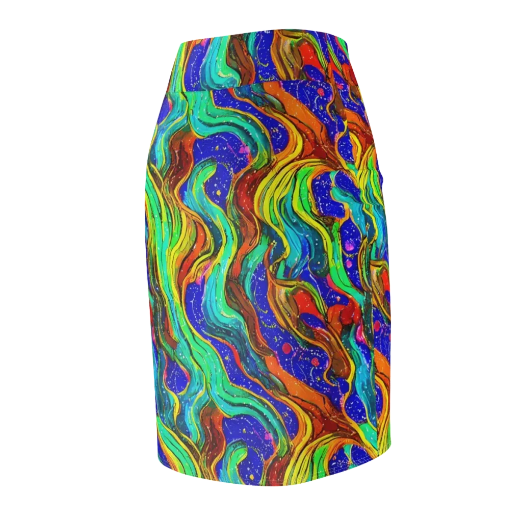 Tidal Technicolor on Pencil Skirt — Back Side