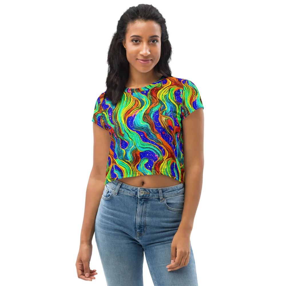 Tidal Technicolor on Crop Tee — Front