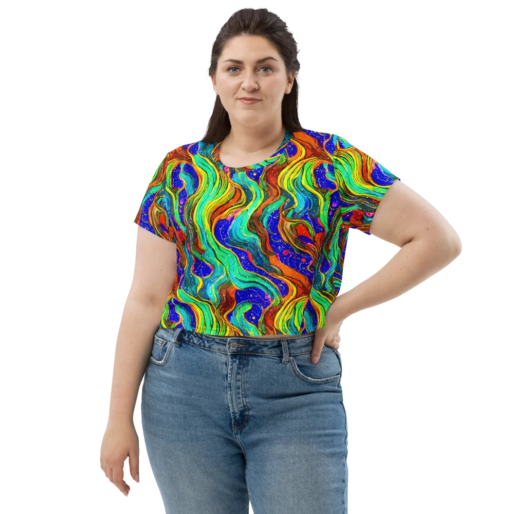 Tidal Technicolor on Crop Tee — Front