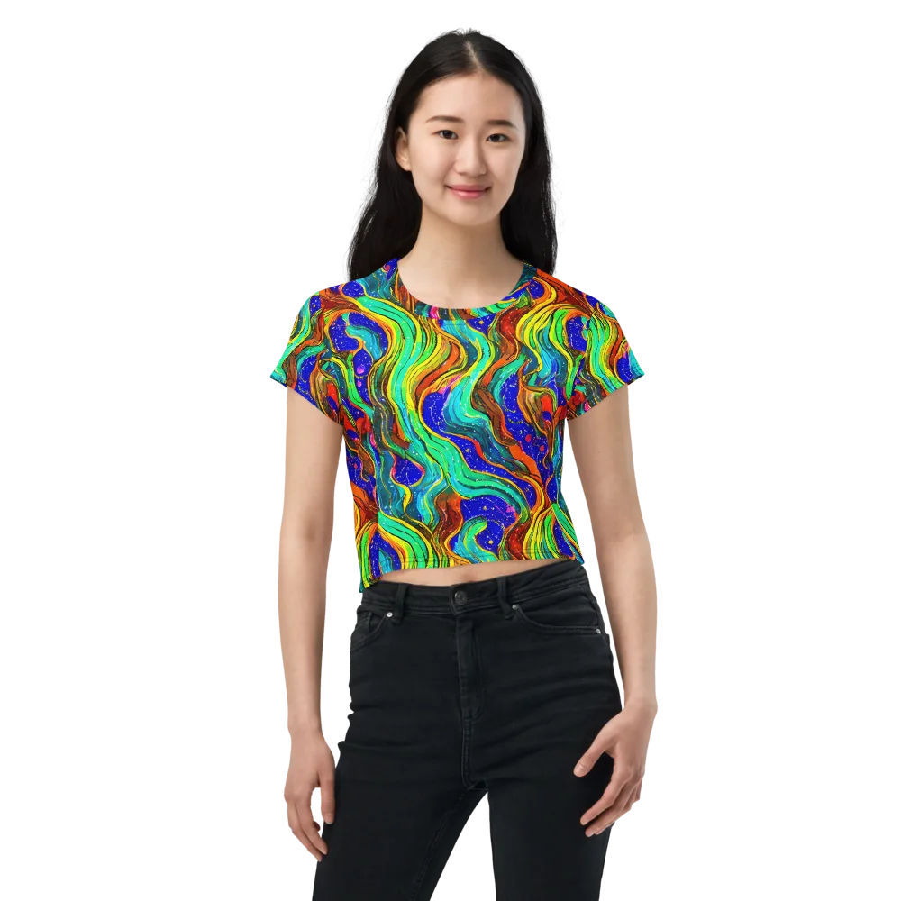 Tidal Technicolor on Crop Tee — Front