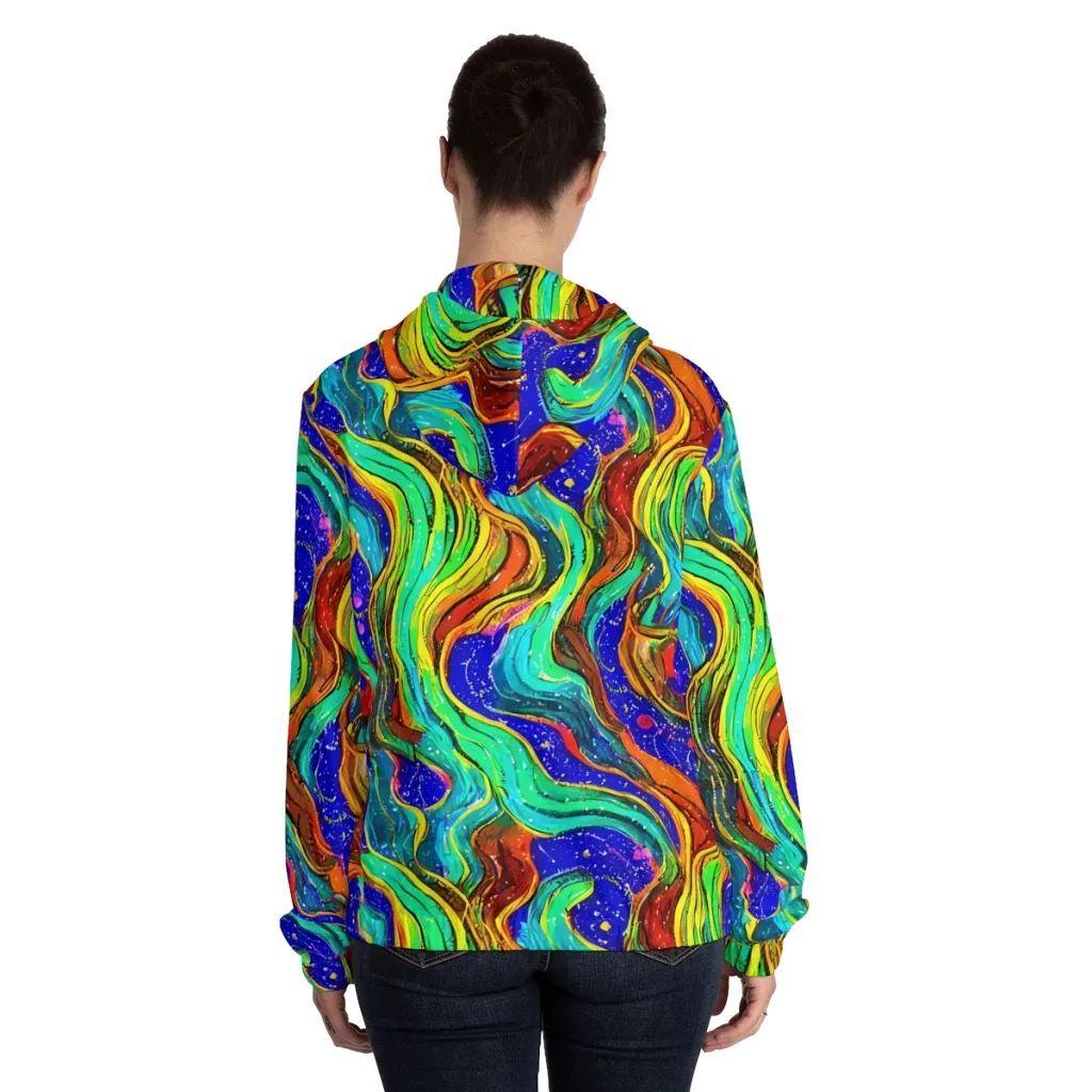Tidal Technicolor on Women's Full-Zip Hoodie — Back On Person