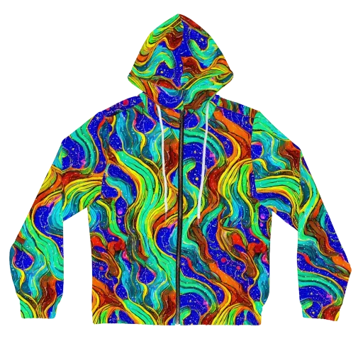 Tidal Technicolor on a Women's Full-Zip Hoodie