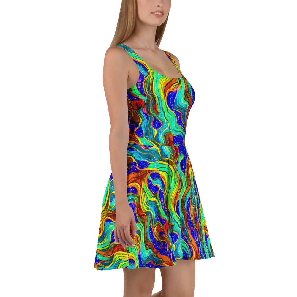 Tidal Technicolor on Skater Dress — Right
