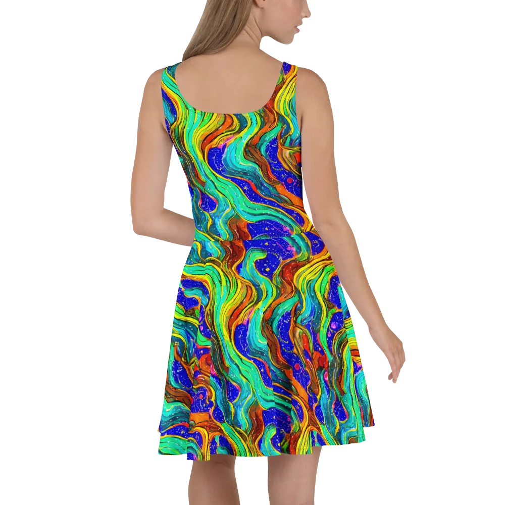 Tidal Technicolor on Skater Dress — Back