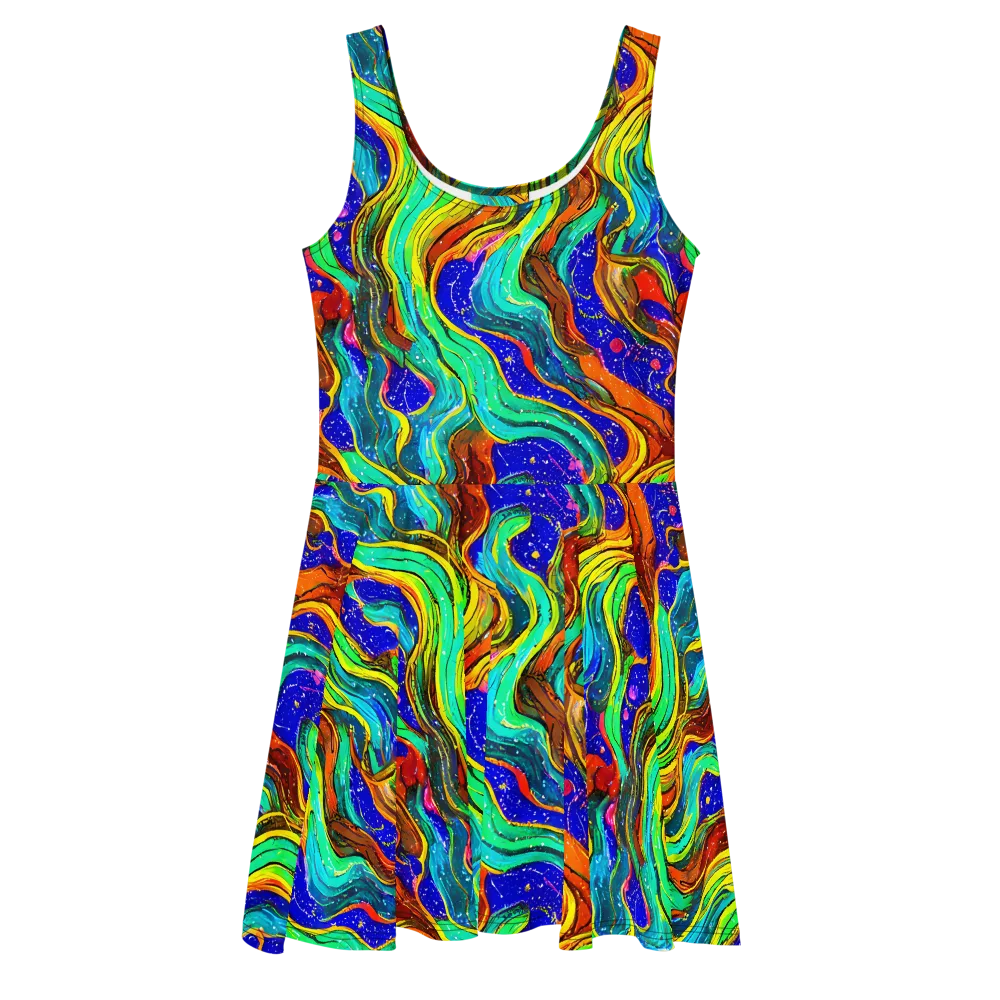 Tidal Technicolor on Skater Dress — Front