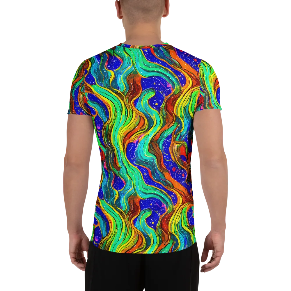 Tidal Technicolor on Men's Athletic T-Shirt — Back