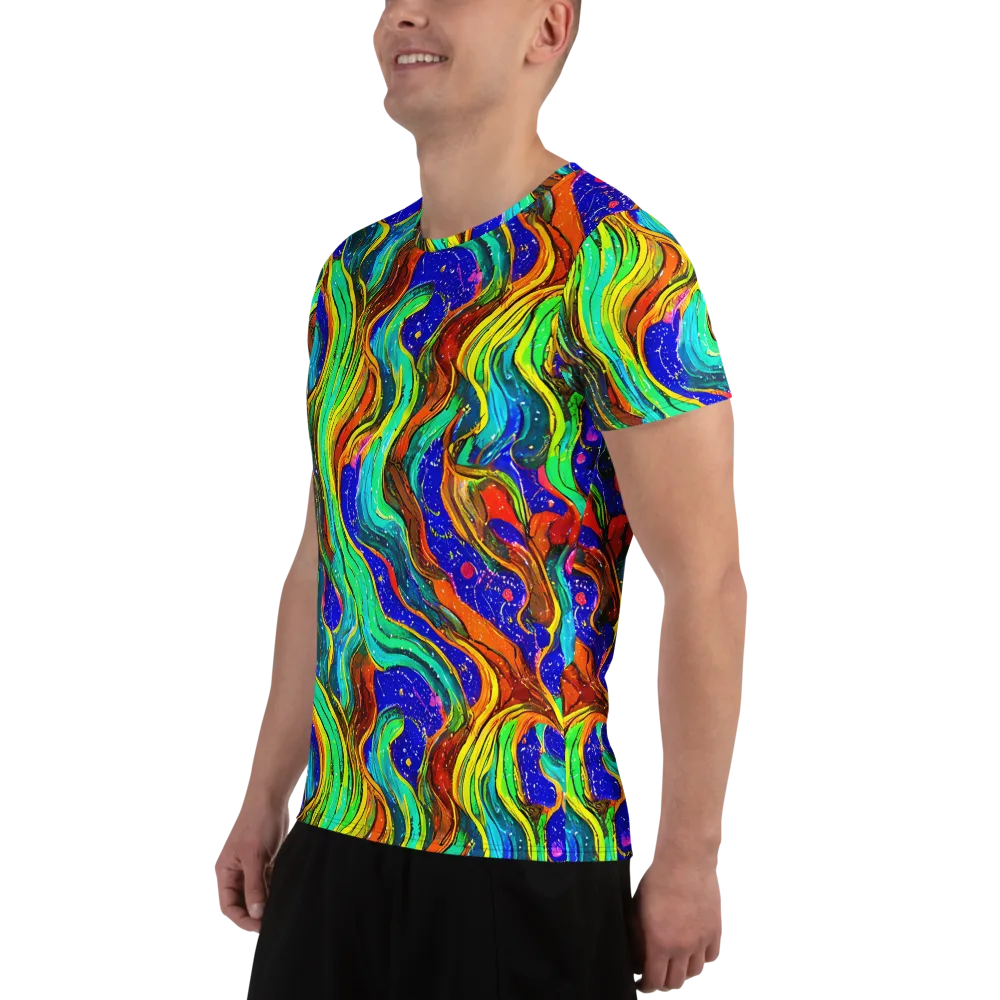 Tidal Technicolor on Men's Athletic T-Shirt — Left