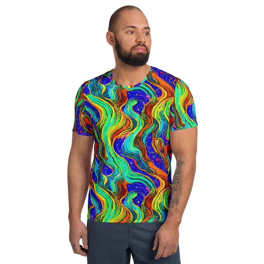 Tidal Technicolor on Men's Athletic T-Shirt — Front