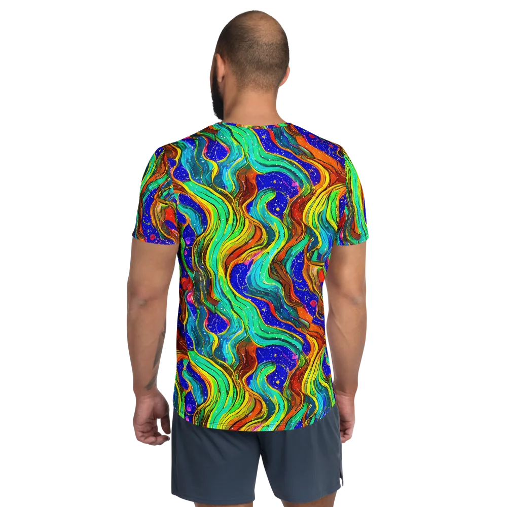 Tidal Technicolor on Men's Athletic T-Shirt — Back